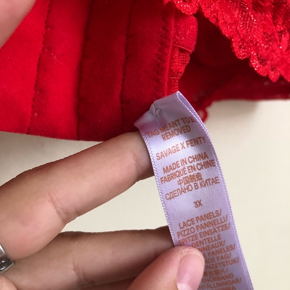 Savage X Fenty Red Lace Racerback Bralette Intimates 3X - Picture 6 of 9